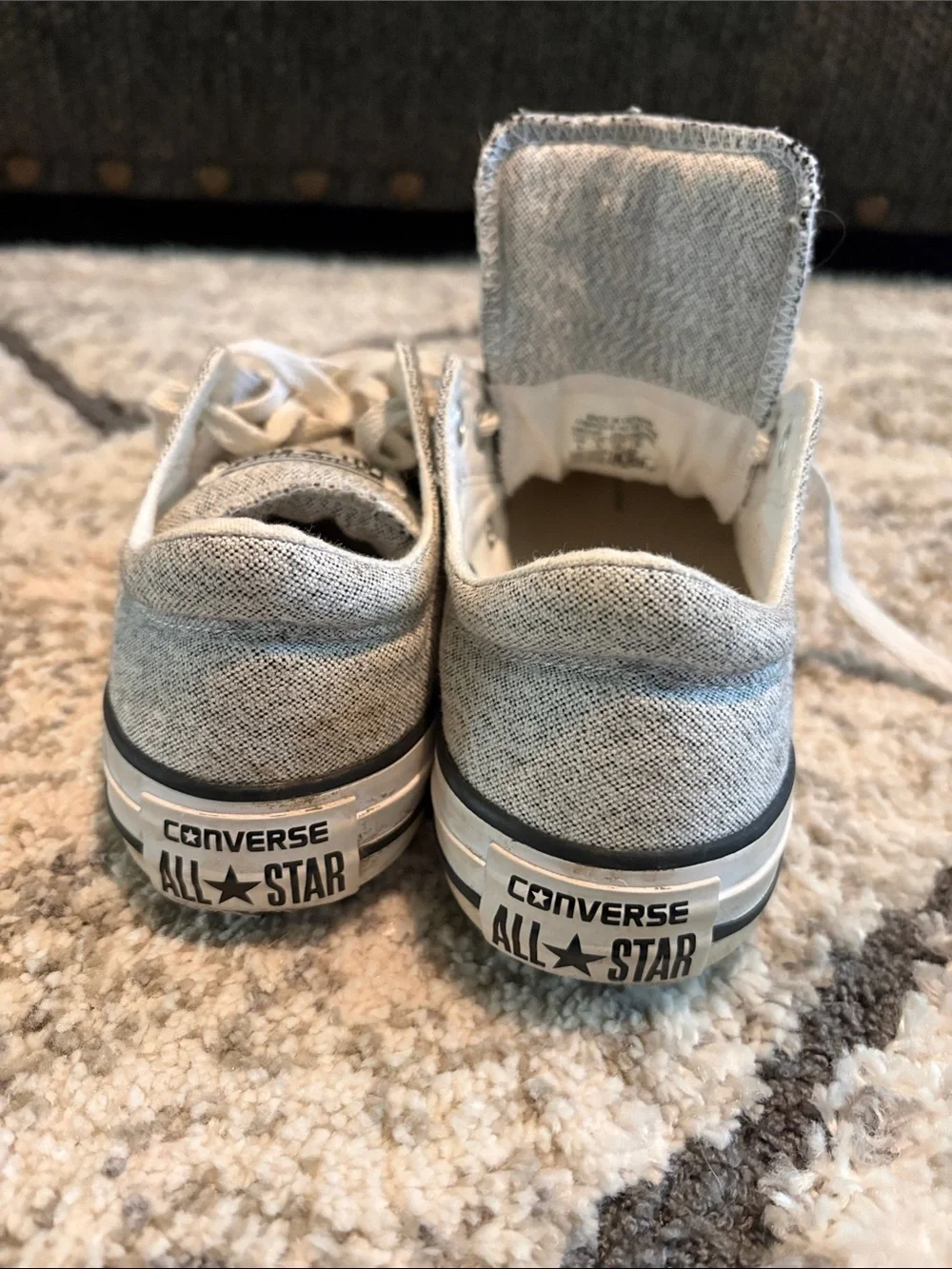 Converse Low-Top Denim Sneakers in Faded Blue and White